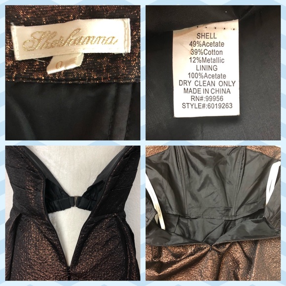 Shoshanna Bronze Shimmer Strapless Evening Dress with Pockets Size 0 - Picture 8 of 9